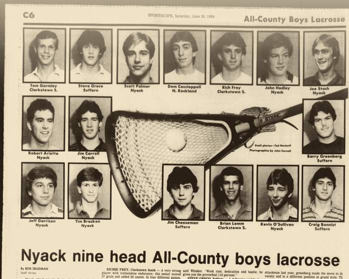 The Journal News, June 30, 1984: Nyack nine head All-County boys lacrosse