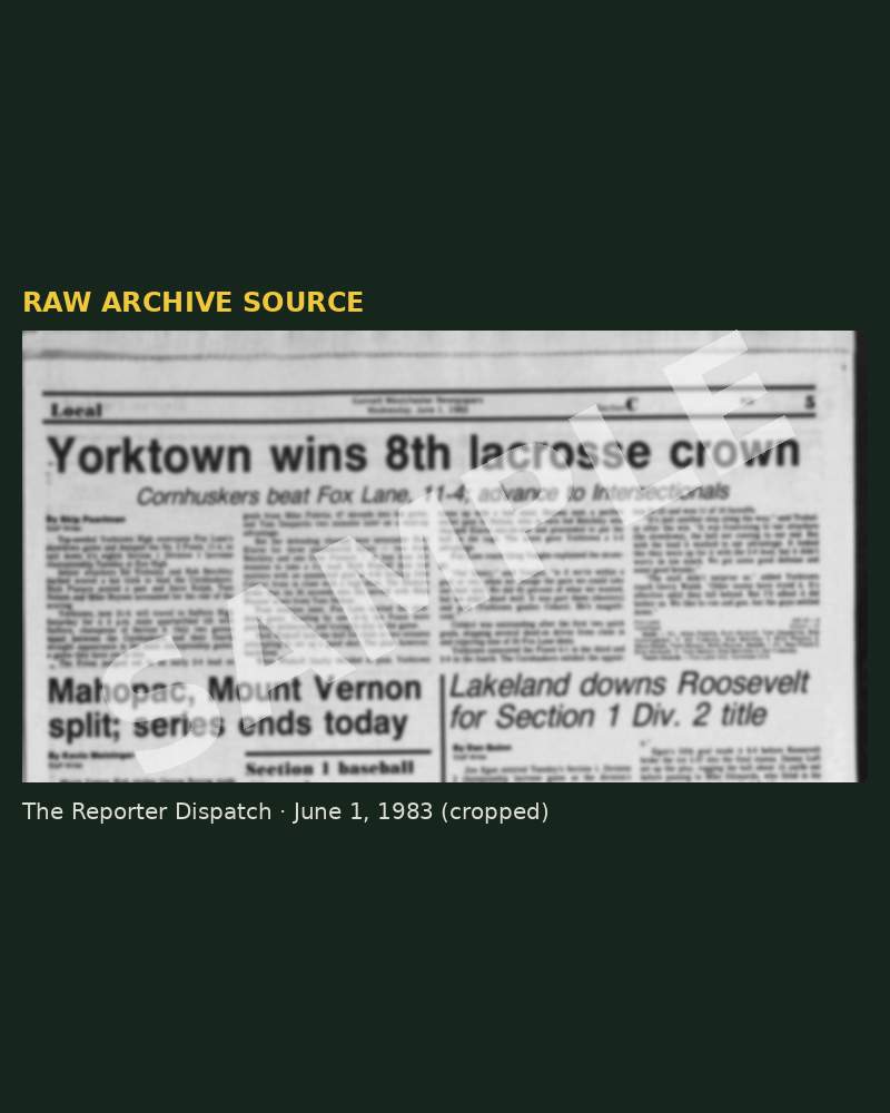 Cropped, blurred 1983 clipping about Yorktown's 8th Section 1 title