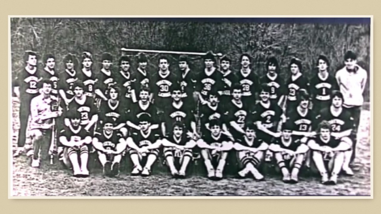 Real 1983 Yorktown varsity lacrosse team photo, black and white